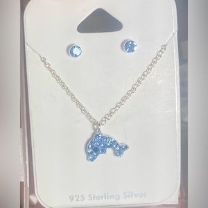 [NEW] [UNUSED] ICY ROSE 925 Sterling Silver Earrings and Necklace Set